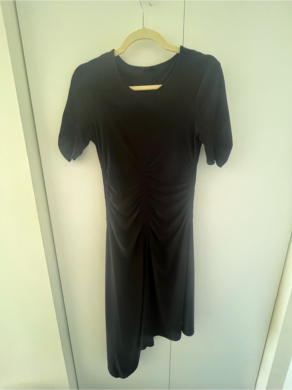 Classic Black Ruched Midi Dress - Women